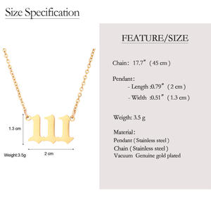 Anlaufbeständige 18K Vergoldete Edelstahl Zarte Engelszahl-Halskette 666/777 Gliederkette Modisch Trendy Hochzeit Party Damen - Product Image 2