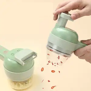 厨房工具USB 4合1手持式姜蒜辣椒酱食品搅拌机研磨机电动蔬菜切片机