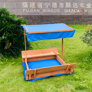 SDSB002 <span class=keywords><strong>Bac</strong></span> <span class=keywords><strong>à</strong></span> <span class=keywords><strong>sable</strong></span> en bois avec <span class=keywords><strong>toit</strong></span> <span class=keywords><strong>à</strong></span> baldaquin et 2 banquettes pliables Équipement de divertissement en plein air pour les enfants d'arrière-cour - Product Image 3