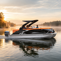 Bateau ponton de luxe S-22A, directement de l'usine, coque en aluminium, sièges personnalisés, console, écran, pêche, moteur hors-bord 200 CV, 12 personnes