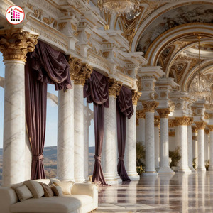 Columnas de Mármol Corintias Doradas de Lujo, Pilares de Piedra Natural Sólida con Capitel Ornamentado, Decoración de Palacio, Columnas de Mármol Hechas a Mano - Product Image 4