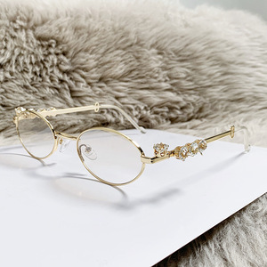 Fashion Hot Selling Men and Women Travel Luxury Diamond Encrusted High-Grade Oval Metal <b>Glasses</b> - Product Image 5