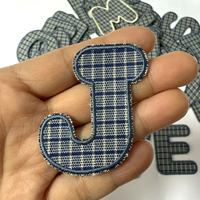 Patchs brodés en tissu écossais avec lettres de l'alphabet A à Z, thermocollants ou à coudre, pour vestes, chapeaux, vêtements, DIY