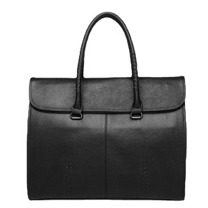 Men's Genuine Leather <b>Briefcase</b> 14 Inch Large Capacity Business Travel Handbag Black Cowhide Laptop Bag - Product Image 5