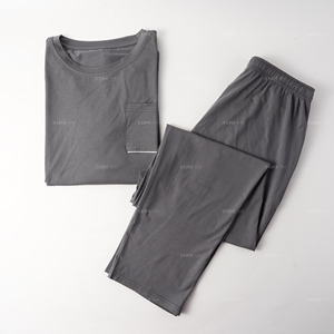 Ensemble de pyjamas à manches longues, haut à col rond, pantalon de pyjama, vêtements de nuit avec poches, ensemble de pyjamas doux et confortables pour dormir - Product Image 1