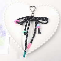 Pendentif de sac en polyester tissé léger, classique et frais, avec cordon de suspension pour téléphone portable et clés, et nœud décoratif