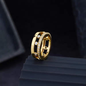 Trendy Gold Adjustable <b>Ring</b> with Diamond Finish for Men Women <b>Girls</b> Fashionable Unisex Jewelry - Product Image 1