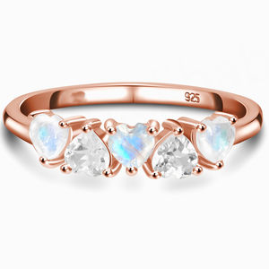 Anillo Moderno para Mujer, Plata de Ley 925, Anillo de Piedra Lunar, Forma de Corazón, Piedras Preciosas, Anillo Delicado para Combinar y Apilar - Product Image 1