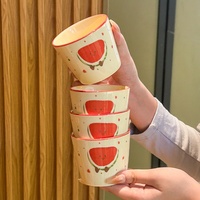 Mug de voyage en céramique de style américain mignon en forme de poire pour les couples, idéal pour le petit-déjeuner