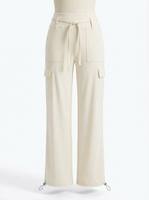 Pantalon de yoga cargo convertible taille haute pour femme, porté 2 façons (jambe large ou jogger), pantalon de sport à cordon de serrage réglable à la cheville