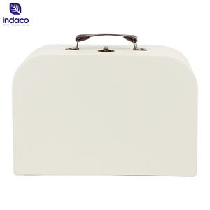 Manufacturer Beige Color Stitching Handmade Craft Paper <b>Box</b> Cardboard <b>Suitcase</b> with Handle - Product Image 6