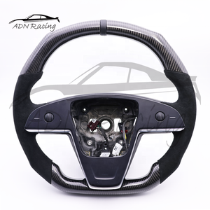 <span class=keywords><strong>Volant</strong></span> à 3 branches en fibre de carbone noire brillante à plateau plat pour Tesla Model S/X/Plaid 2021+ - Product Image 1