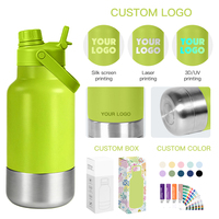 Bouteille d'eau de voyage pour chien avec bol intégré, en acier inoxydable à double paroi, 32 oz, avec logo personnalisé