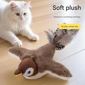 Interactive Chirping <strong>Bird</strong> And Animal Cat <strong>Toy</strong> With USB Charging And Wing Flap Simulation - <strong>Pet</strong> Entertainment Plush <strong>Toy</strong>