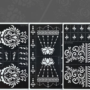 ภาพลายฉลุบนนิ้วลายเฮนน่าแบบเจาะรูลายฉลุศิลปะบนร่างกายลายฉลุแบบเล็กกลางอินเดียใหม่ - Product Image 2