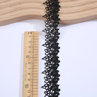 Vintage Noir Polyester Creux Broderie Dentelle Garniture Non-Stretch Soluble Dans L'eau Guipure Strass pour Sexy Manchette Robe Sac