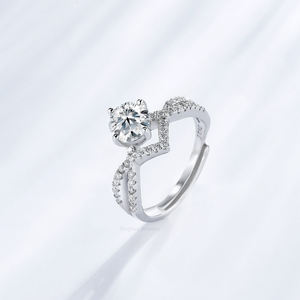 S925 圆形戒指，镶莫桑钻，时尚结婚承诺戒指和周年纪念戒指 - Product Image 6