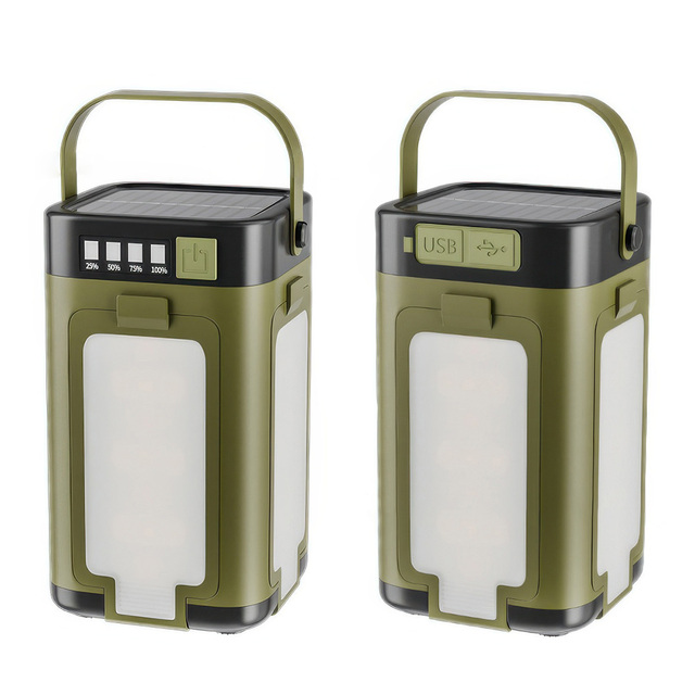 Solar Powered Camping Lantern Extendable 4 Leaf Sunlight Charging 2000mAh Night Market Stall Outdoor Collapsible Camp Tent Lamp