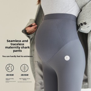 Leggings de maternité, pantalon de <span class=keywords><strong>grossesse</strong></span> taille haute sans couture avec soutien abdominal, pantalon de <span class=keywords><strong>grossesse</strong></span> monocouche sans molleton - Product Image 4