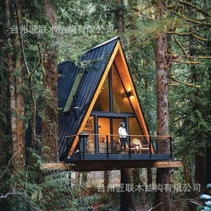 Cabaña de Madera Sólida Suspendida en el Bosque, con Estructura en A, Moderna y Ecológica, Casa de Verano para Acampar - Product Image 2