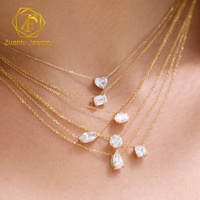 Collier Toi et Moi en Diamants de Laboratoire, Taille Ronde et Poire, DEF VVS VS, Certifié IGI, Or Massif 10K 14K, Collier de Diamants Vérifiés