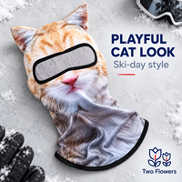 Cagoule de ski animalière avec oreilles 3D, motif animal imprimé UV, couvre-visage et cou intégral, en polyester imperméable, cagoule d'hiver pour Halloween
