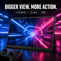Moniteur de jeu grand écran pour ordinateur de bureau et portable, 17,3 pouces, 1080P IPS, écran portable avec double haut-parleur, moniteur de jeu