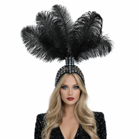 Accessoires de spectacle pour carnaval et défilés, spectacles de scène et de danse : Bandeau et coiffe en plumes d'autruche et paillettes