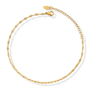 MIENTER wholesale chain anklet jewelry ladies gold plated pvd fashion luxury stainless steel anklets for women