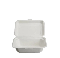 Fiambrera desechable biodegradable ecológica, contenedor de hamburguesa con virutas de bisagra, bolsa para llevar de pulpa de papel de bagazo
