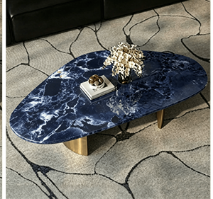 Comptoir de réception en marbre cannelé en <span class=keywords><strong>quartz</strong></span>, fait main, de forme libre, sculpté sur mesure, style européen moderne, écologique, ovale - Product Image 3