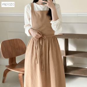 Delantal de lino y algodón para mujer, cómodo regalo para su espalda cruzada, tienda de flores, baberos, personalizado - Product Image 2