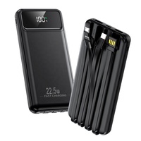 Banques d'alimentation portables avec logo personnalisé 20000mAh Charge rapide 22.5W Câble intégré Powerbank 20000mah