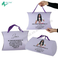 Boîtes Cadeaux Oreillers en Carton Papier Élégantes Personnalisées avec Logo en Gros, Lot d'Emballages pour Perruques avec Poignée en Ruban pour Extensions de Cheveux