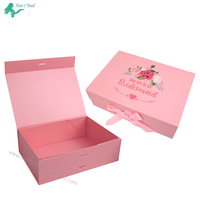Boîte d'emballage cadeau magnétique de luxe avec logo personnalisé, fermeture à rabat magnétique, boîtes magnétiques pliantes de luxe avec ruban