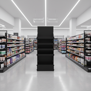 حامل عرض أرضي حديث أسود مخصص من الورق المقوى للترويج، حامل عرض أرضي من الورق المموج - Product Image 4