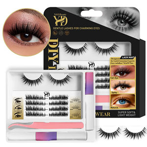 <span class=keywords><strong>Kit</strong></span> de faux <span class=keywords><strong>cils</strong></span> personnalisés réutilisables synthétiques faits à la main, style 'Fairy Cluster' à pointes, 'Manga' DIY, en segments, en éventail, en bande complète, pour un look 'Clean Girl' - Product Image 4