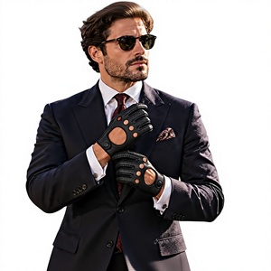 Gants de conduite en cuir noir de haute qualité avec perforations respirantes, sangle réglable et accessoires automobiles élégants - Product Image 4