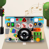 Tablero de Conducción de Madera para Niños, Volante de Simulación, Panel de Conducción de Juguete, Juguete Sensorial Montessori para Niños Pequeños, Niños y Niñas