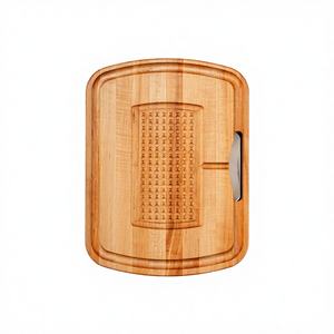 Planche à découper en érable extra épaisse, 5,5 cm d'épaisseur, avec rainure pour le jus, design pyramidale stabilisatrice, forme rectangulaire - Product Image 4