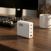 Chargeur USB PD multi-ports 100W, adaptateur rapide pour ordinateur portable, chargeur mural avec prise interchangeable UK US AU EU
