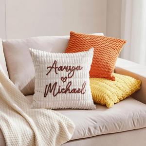 Funda de Almohada de Chenilla Personalizada con Nombre Bordado, de Poliéster, Extraíble, Lavable, Suave, Decorativa para Cuarto de Bebé - Product Image 2