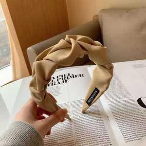 Diadema de color liso con borde plisado de estilo coreano, a la moda, retro, accesorio para el cabello para mujer - Product Image 5