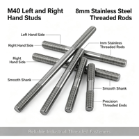 M40 8mm Stainless Steel Left & Right Hand Threaded Rod, Double End Stud with Smooth Middle Shank for Industrial Fastening