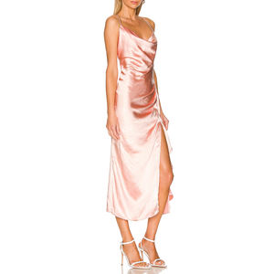 OEM Vestidos casuales personalizados de alta calidad Ropa de mujer Sexy Cuello en V Satén Elegante Vestido largo de graduación Correa de espagueti Fiesta Maxi Vestido - Product Image 3