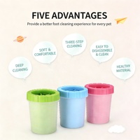 Gobelet de nettoyage pour pattes d'animaux de compagnie en plastique non toxique pliable de luxe, accessoire de toilettage doux pour masser les chats et les chiens