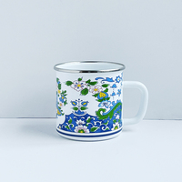Mug de camping personnalisé en émail blanc avec bordure argentée – Lot en gros pour usage commercial – Offre groupée pour commandes en vrac