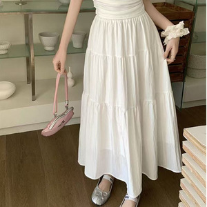 White Off The Shoulder A Line Midi Dress With Pleated Skirt Elegant French Style Solid Color One Shoulder Summer Dress - Product Image 2
