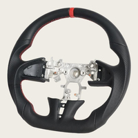 Volant de course 4 branches en acajou et cuir noir avec surpiqûres rouges, modèle d'entrée de gamme de luxe pour Chevrolet Corvette C6