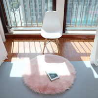 Peluche durable ronde rose fausse fura luxe en peau de mouton tapis confortable tapis doux et hirsute pour chambre à coucher